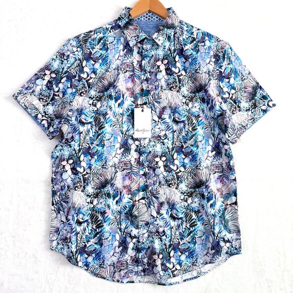 Robert Graham Camasa Shirt Mens L Blue Multicolor Tropical Floral Classic Fit - Picture 1 of 11